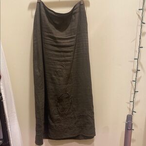 CAbi Green Maxi A-Line Skirt Embroidery Work